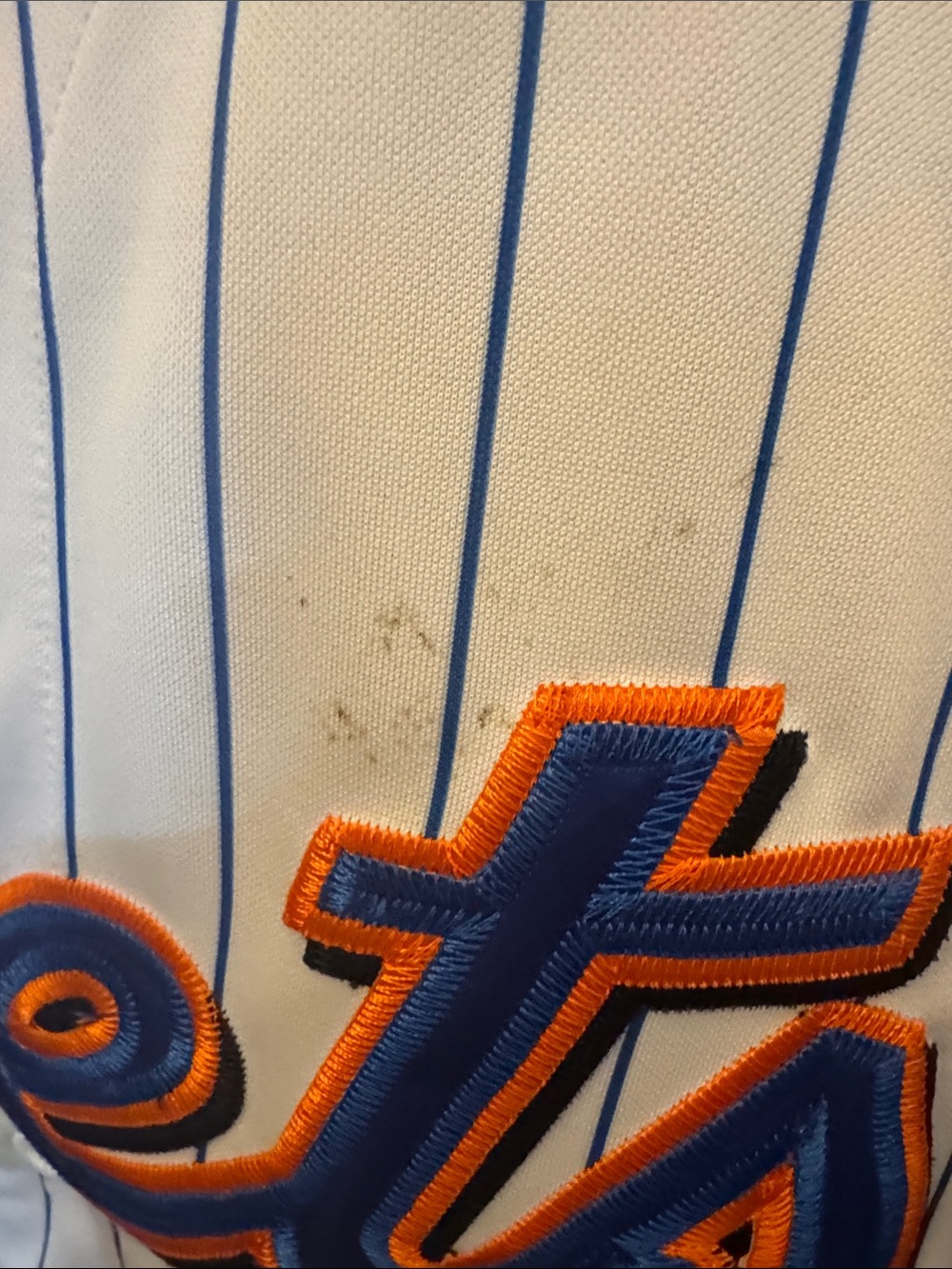 Majestic White Pinstripe Mets Jersey with Royal & Orange Accents - Picture 3 of 5